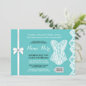 Turquoise Lingerie Douche Invitation White Lace Br (Debout devant)