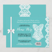 Turquoise Lingerie Douche Invitation White Lace Br (Devant / Derrière)