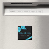 Turquoise lint bruiloft uitnodiging opslaan van de magneet (Insitu (Vaatwasser))