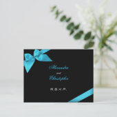 Turquoise lint RSVP Uitnodiging Briefkaart (Staand voorkant)
