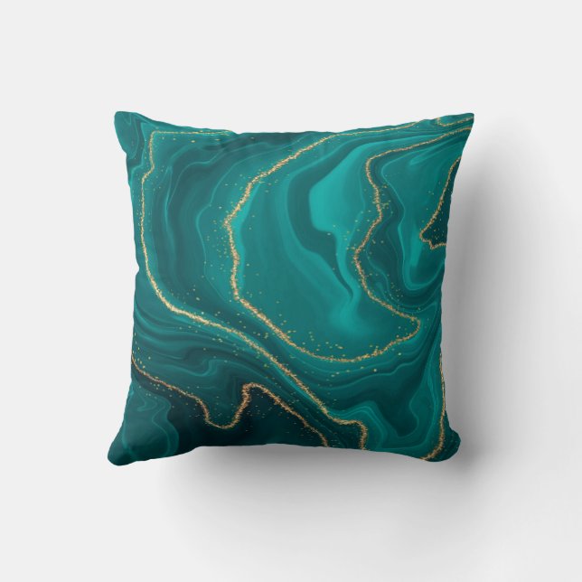 Turquoise Liquid Marble Sierkussen (Achterkant)