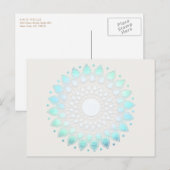 Turquoise Lotus Floral Mandala Briefkaart (Voorkant / Achterkant)