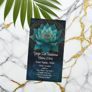 Turquoise Lotus Flower Elegant Zen Yoga Spa Gezond Visitekaartje