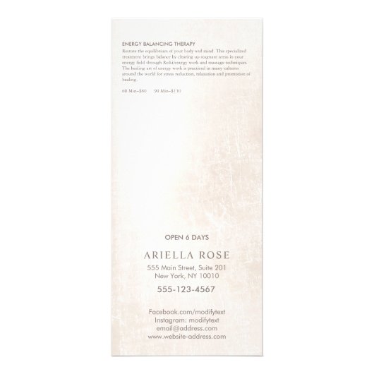 Turquoise Lotus Massage Therapist Tarifs Menu (Dos)