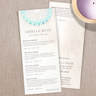 Turquoise Lotus Massage Therapist Tarifs Menu