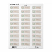 Turquoise Lotus Monogrammed Return Address Labels (Full Sheet)