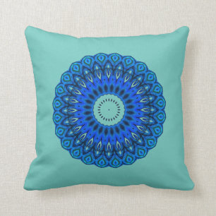 Turquoise Love Die Mandala Blues Square Pillow Kussen