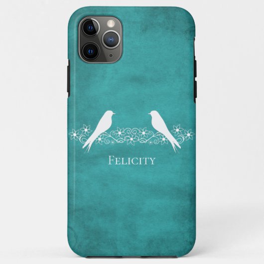 Turquoise Lovebirds Floral Vine coque iphone (Dos)