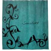 Turquoise Lovebirds rideau de douche personnalisé (Devant)