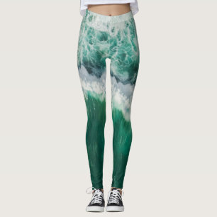 Turquoise luchtgolf: drone shot leggings