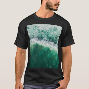 Turquoise luchtgolf: drone shot t-shirt
