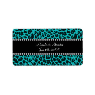 Turquoise luipaard patroon bruiloft gunsten etiket
