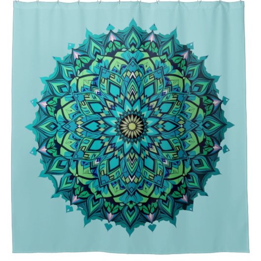Turquoise Mandala Douchegordijn (Voorkant)