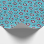 Turquoise Mandala Kaleidoscope Circles Paisley Cadeaupapier (Hoek)