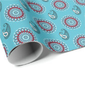 Turquoise Mandala Kaleidoscope Circles Paisley Cadeaupapier (Rol Hoek)