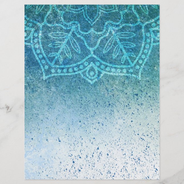 Turquoise Mandala Scrapbooking Craft Paper (Voorkant)