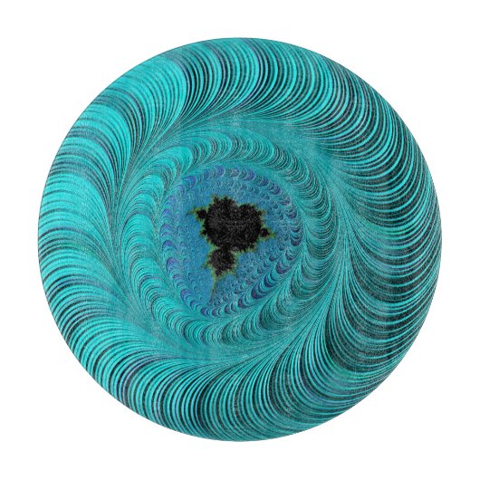 Turquoise Mandelbrot Whirlpool Fractal Abstract Snijplank (Voorkant)