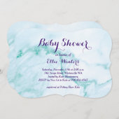 Turquoise Marble Baby shower Invitation Kaart (Voorkant / Achterkant)