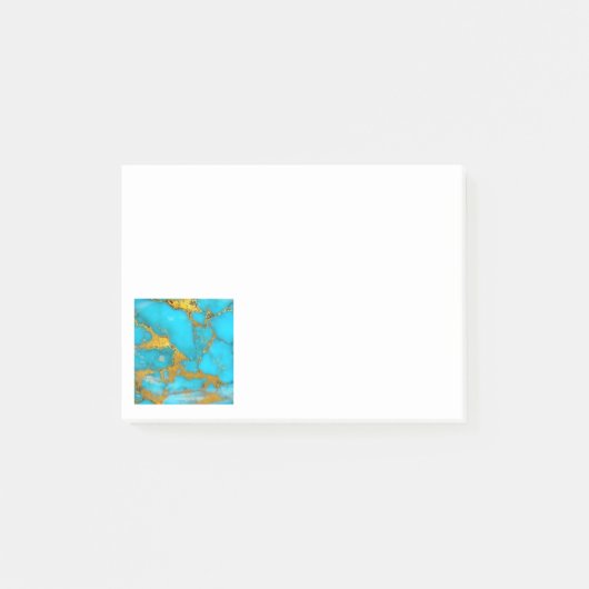 Turquoise Marble GOLD Glitter - ADD Initialen Post-it® Notes (Voorkant)