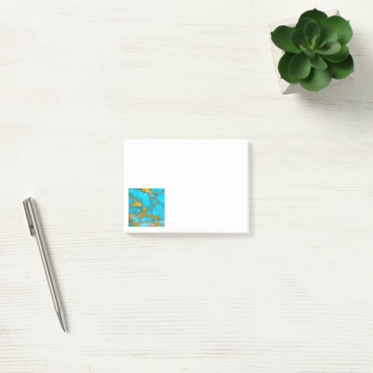 Turquoise Marble GOLD Glitter - ADD Initialen Post-it® Notes (Kantoor)