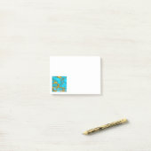 Turquoise Marble GOLD Glitter - ADD Initialen Post-it® Notes (Op bureau)