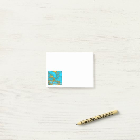 Turquoise Marble GOLD Glitter - ADD Initialen Post-it® Notes (Op bureau)