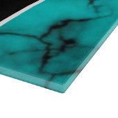 Turquoise Marble Sophisticated monogram name year Snijplank (Hoek)