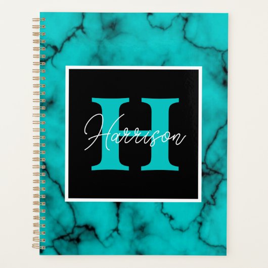Turquoise Marble Sophisticated Planner (Voorkant)