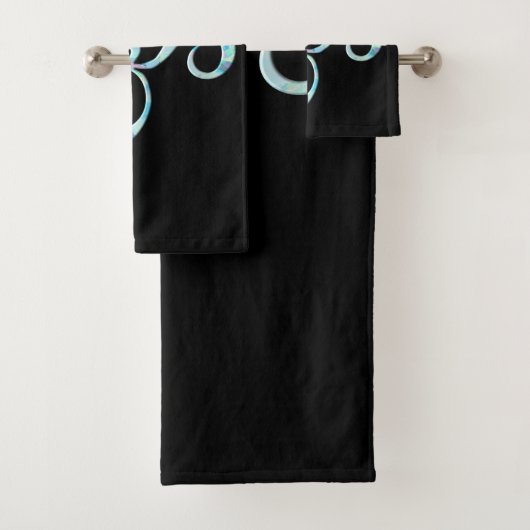 Turquoise Marbled Om Bad Handdoek (Insitu)