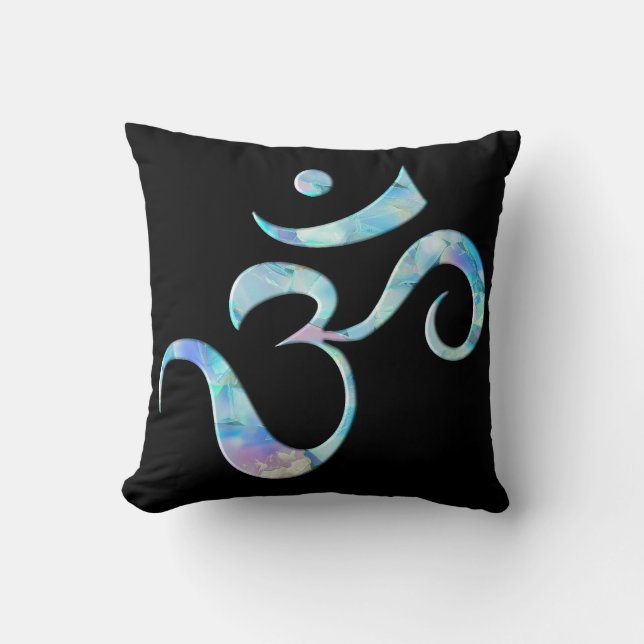 Turquoise Marbled Om Kussen (Voorkant)