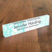 Turquoise Marbling Kijk Desk Naambordje (Zijkant)