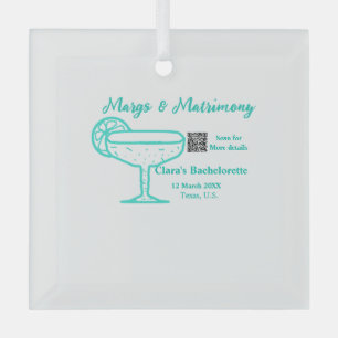 Turquoise Margs & Matrimony vrijgezellenfeest  Glas Ornament