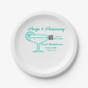 Turquoise Margs & Matrimony vrijgezellenfeest Papieren Bordje