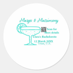 Turquoise Margs & Matrimony vrijgezellenfeest Ronde Sticker