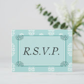 Turquoise Mariage damassé RSVP (Debout devant)