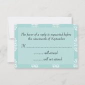 Turquoise Mariage damassé RSVP (Dos)