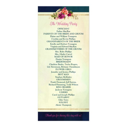 Turquoise, Marine, Vert, Gold Florals Programme de (Dos)