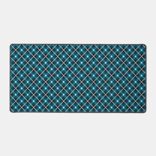 Turquoise & Marineblauwe Geometrische Rasterpatroo Bureaumat