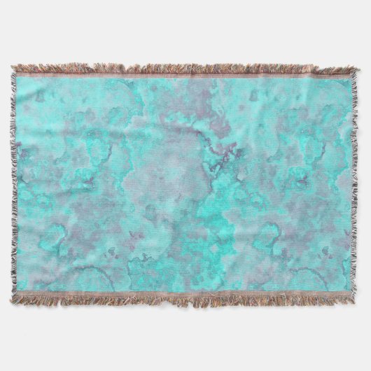 Turquoise Marmer Abstract Deken (Voorkant)