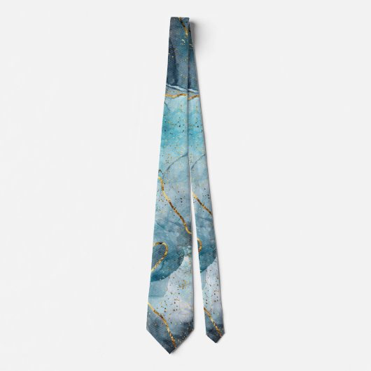 Turquoise Marmer Abstracte Stropdas (Voorkant)