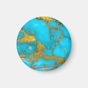 Turquoise Marmer GOUD Glitter - INITIAlen Toevoege Magneet