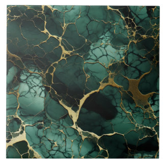 Turquoise marmer, gouden aderen, naadloze eleganti tegeltje