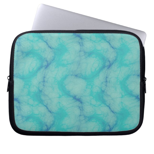 Turquoise marmer laptop sleeve (Voorkant)
