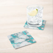 turquoise marmer vierkante kartonnen onderzetter (Insitu)