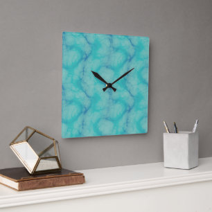 Turquoise marmer vierkante klok