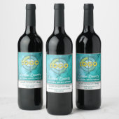 Turquoise Marmeren Textuur Logo Custom Branded Wijn Etiket (Flessen)