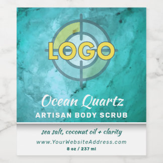 Turquoise Marmeren Textuur Logo Custom Branded Wijn Etiket
