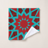 Turquoise Marocain Et Motif Rouge (Gant de toilette)