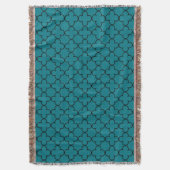 Turquoise Marokkaanse trellis patroon werpen deken (Voorkant Verticaal)