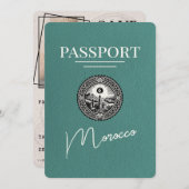 Turquoise Marokko paspoort Bewaar de datum Save The Date (Voorkant / Achterkant)
